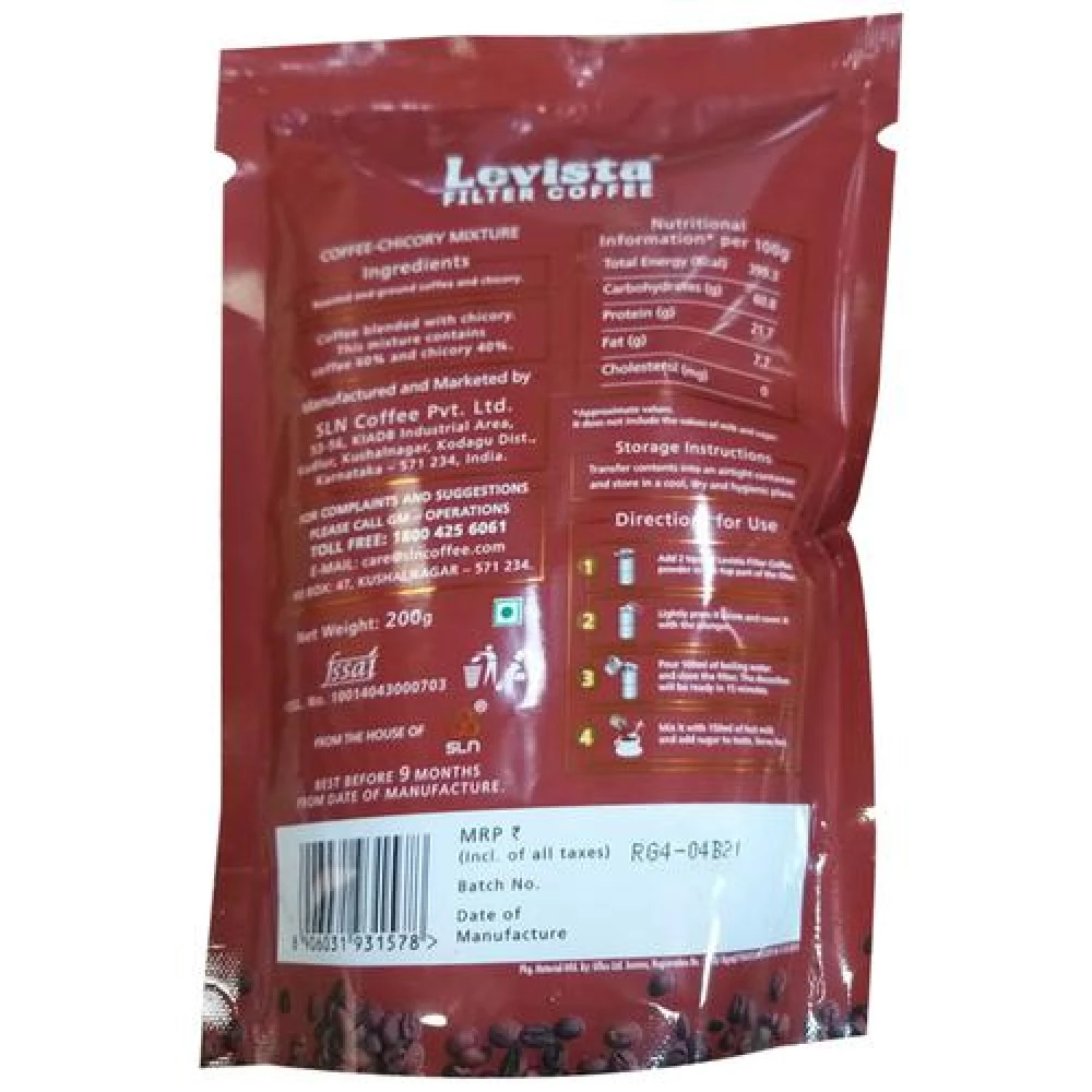 LEVISTA Filter Coffee With Chicory - 60-40, 200 g-2.webp